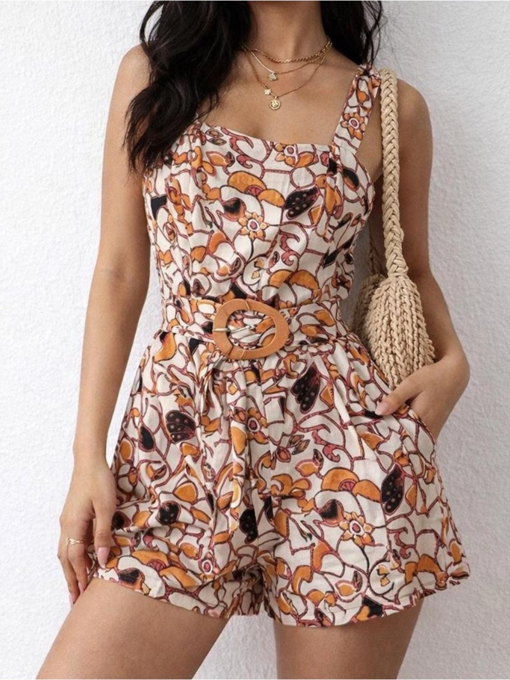 House‎ of Harlow 1960 Floral belted  Romper size 8